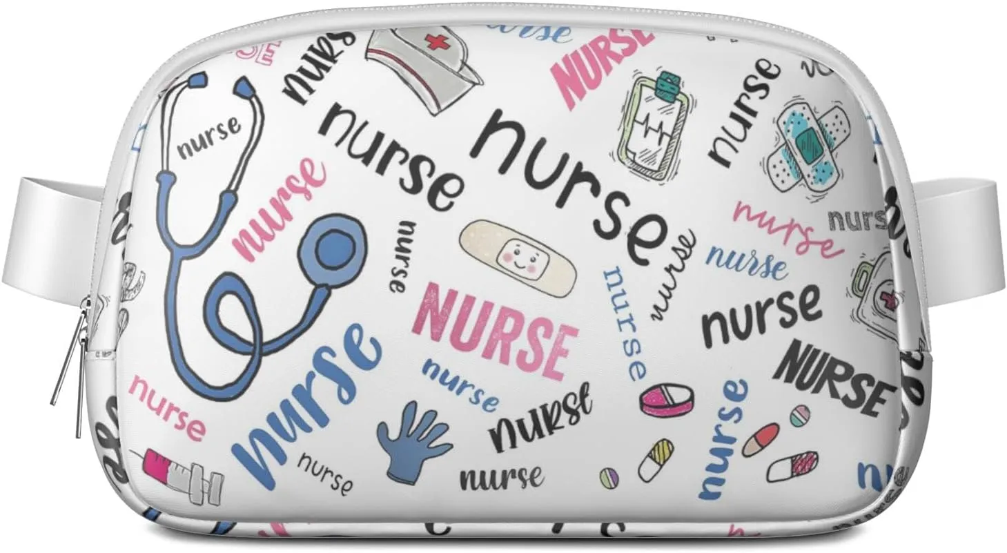 Fanny Pack for Women,Mini Waterproof Nurse theme Belt Bag,Fashionable Crossbody,Cute Everywhere Belt Bags Fanny Pack for Hiking, Travel.