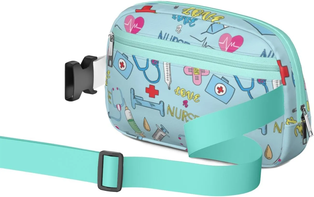 Fanny Pack for Women,Mini Waterproof Nurse theme Belt Bag,Fashionable Crossbody,Cute Everywhere Belt Bags Fanny Pack for Hiking, Travel.