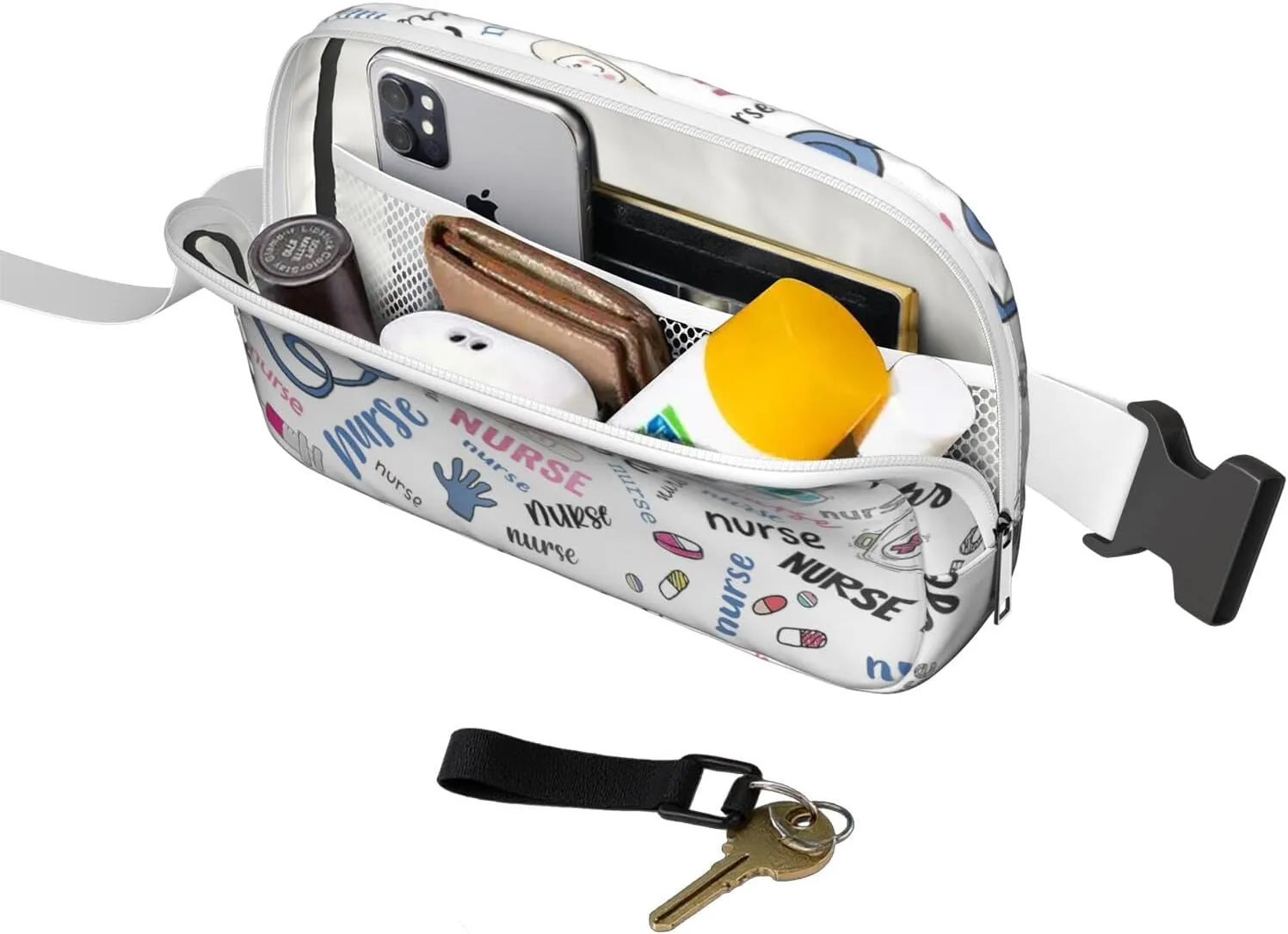 Fanny Pack for Women,Mini Waterproof Nurse theme Belt Bag,Fashionable Crossbody,Cute Everywhere Belt Bags Fanny Pack for Hiking, Travel.