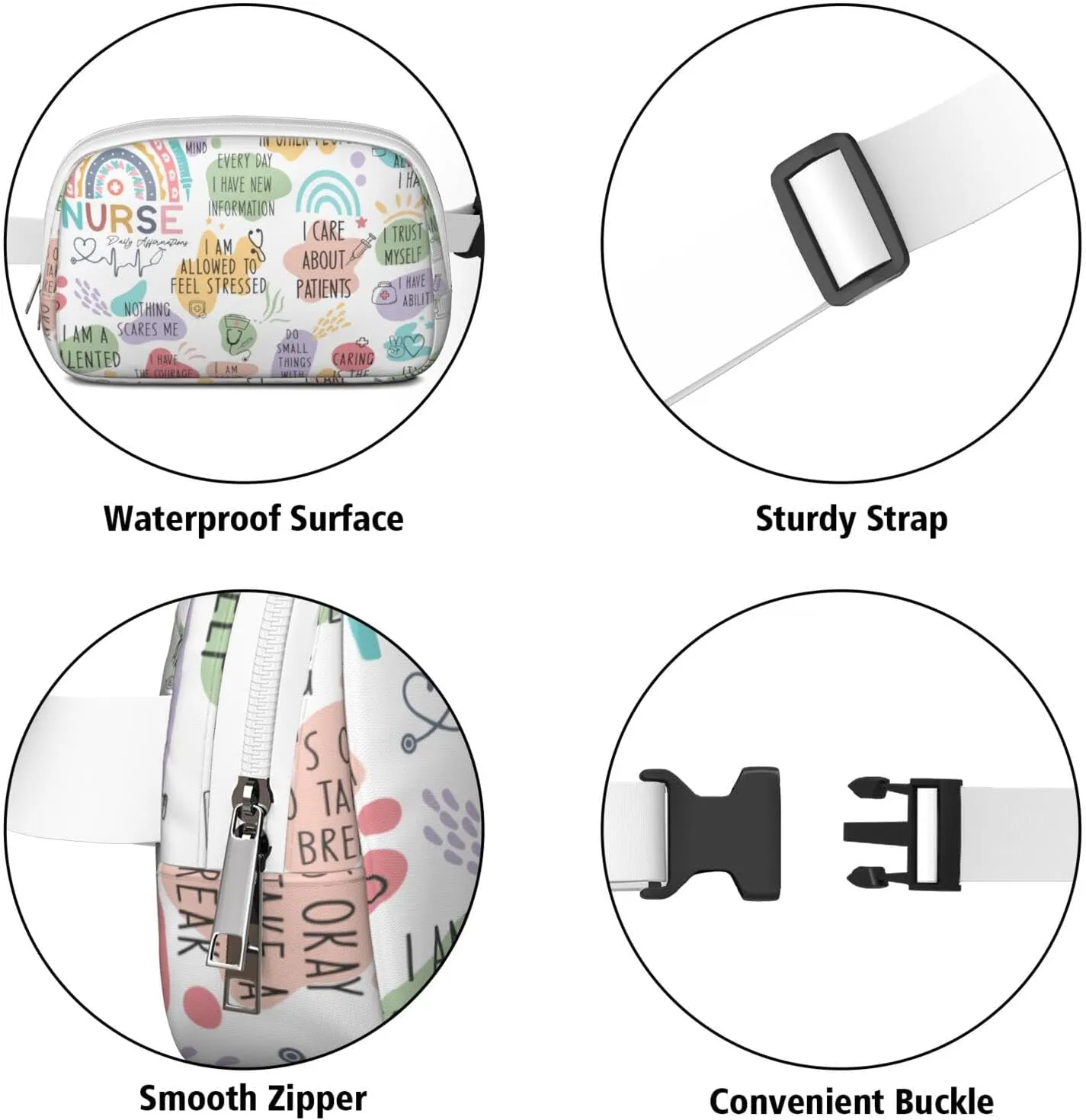 Fanny Pack for Women,Mini Waterproof Nurse theme Belt Bag,Fashionable Crossbody,Cute Everywhere Belt Bags Fanny Pack for Hiking, Travel.