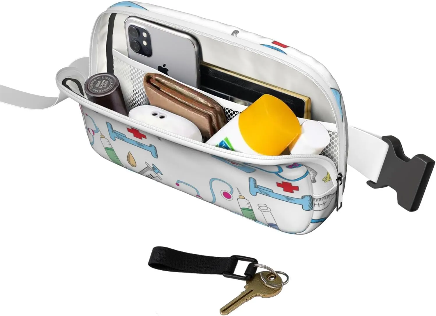 Fanny Pack for Women,Mini Waterproof Nurse theme Belt Bag,Fashionable Crossbody,Cute Everywhere Belt Bags Fanny Pack for Hiking, Travel.