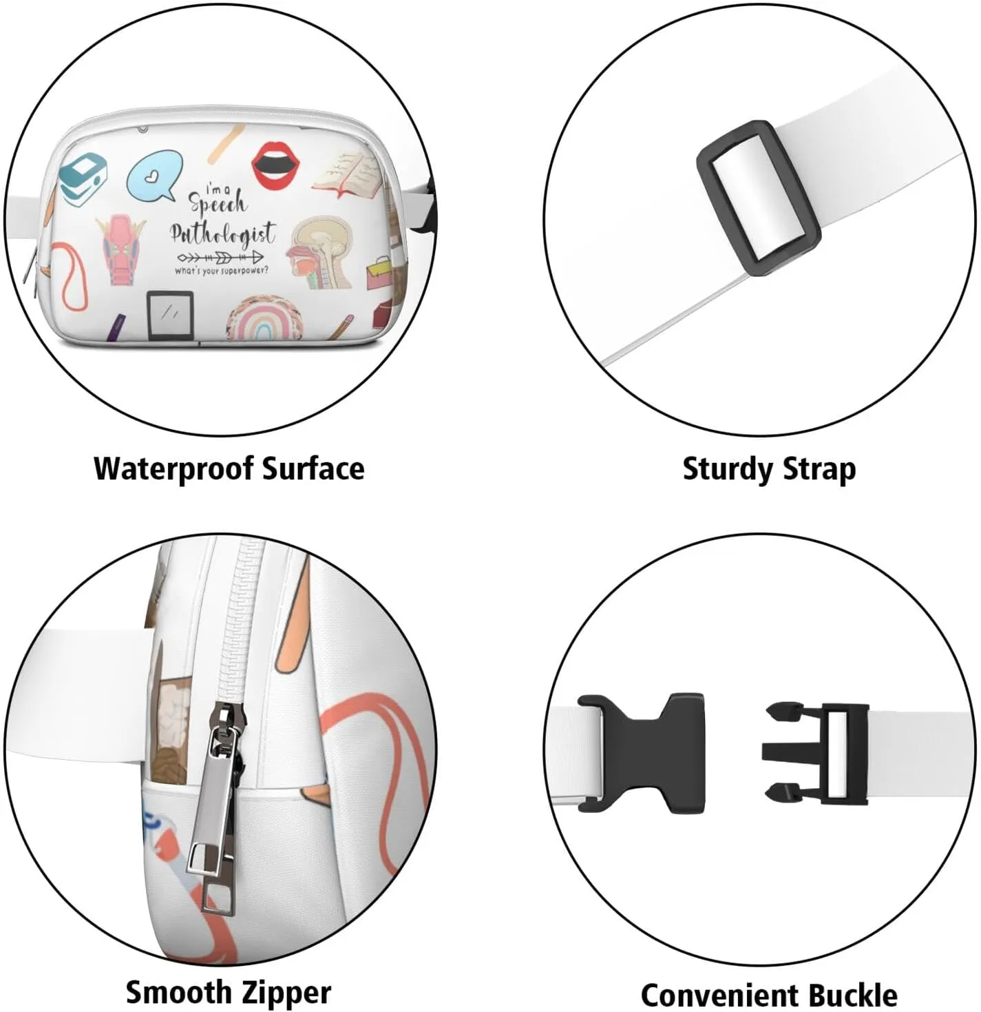 Fanny Pack for Women,Mini Waterproof Nurse theme Belt Bag,Fashionable Crossbody,Cute Everywhere Belt Bags Fanny Pack for Hiking, Travel.