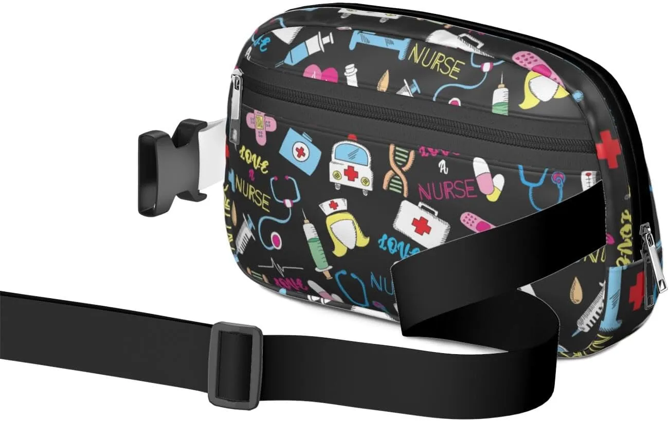 Fanny Pack for Women,Mini Waterproof Nurse theme Belt Bag,Fashionable Crossbody,Cute Everywhere Belt Bags Fanny Pack for Hiking, Travel.