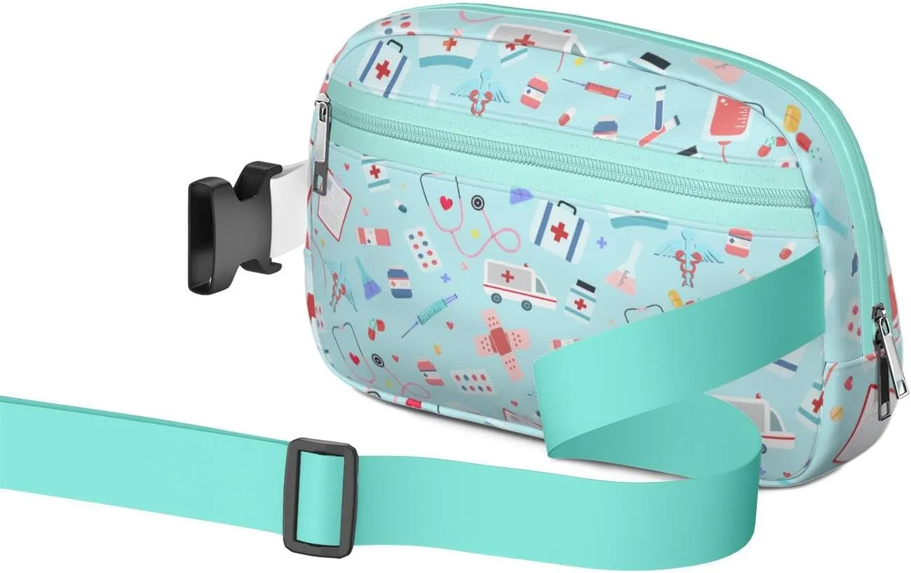 Fanny Pack for Women,Mini Waterproof Nurse theme Belt Bag,Fashionable Crossbody,Cute Everywhere Belt Bags Fanny Pack for Hiking, Travel.