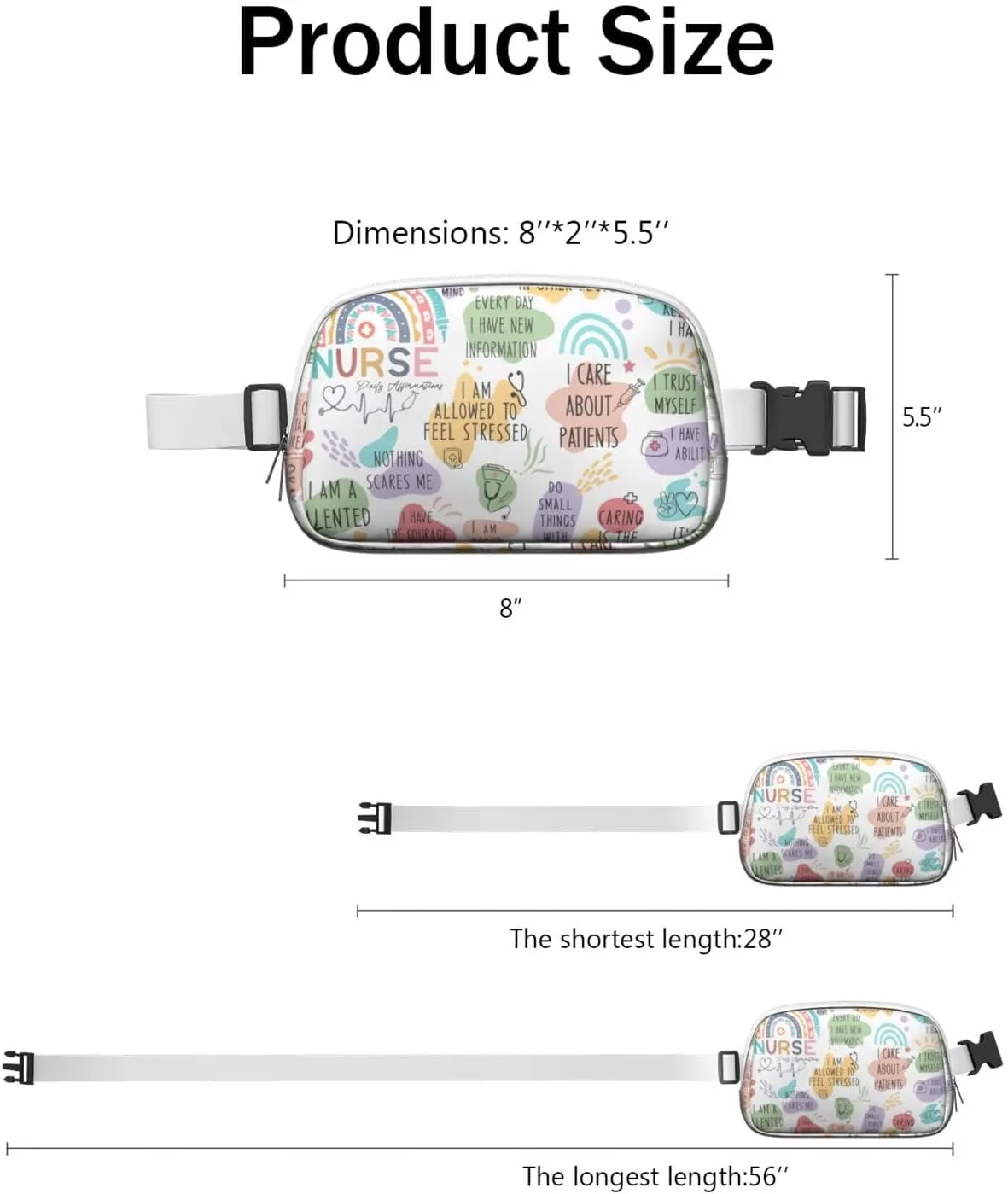 Fanny Pack for Women,Mini Waterproof Nurse theme Belt Bag,Fashionable Crossbody,Cute Everywhere Belt Bags Fanny Pack for Hiking, Travel.