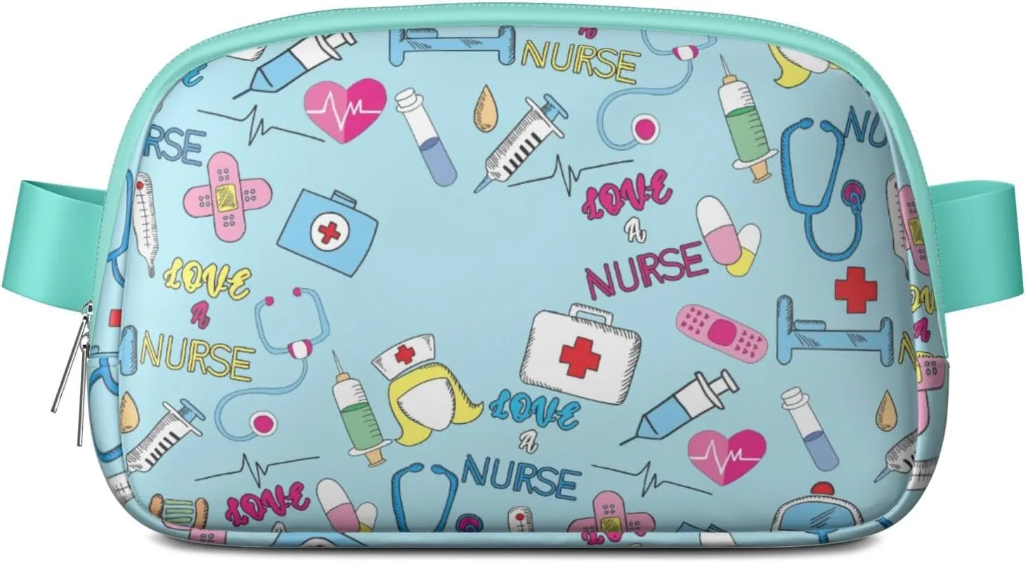 Fanny Pack for Women,Mini Waterproof Nurse theme Belt Bag,Fashionable Crossbody,Cute Everywhere Belt Bags Fanny Pack for Hiking, Travel.