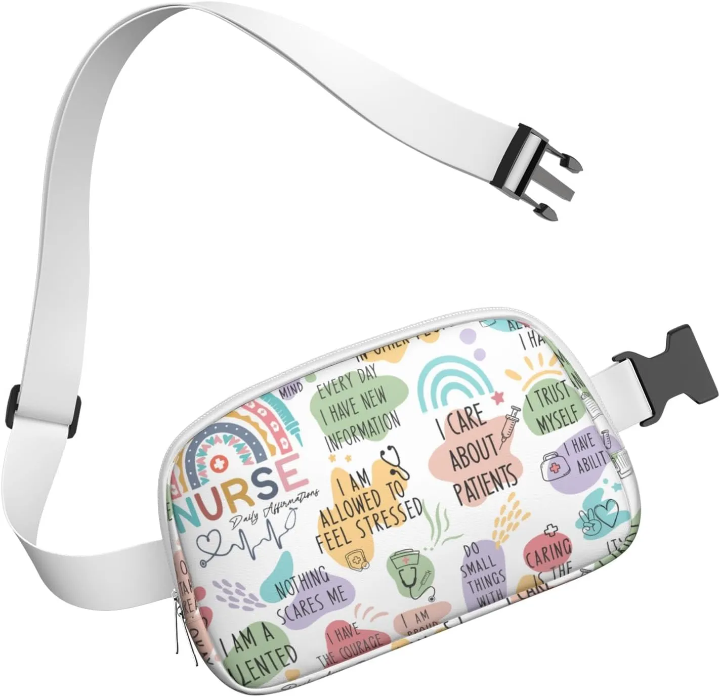 Fanny Pack for Women,Mini Waterproof Nurse theme Belt Bag,Fashionable Crossbody,Cute Everywhere Belt Bags Fanny Pack for Hiking, Travel.