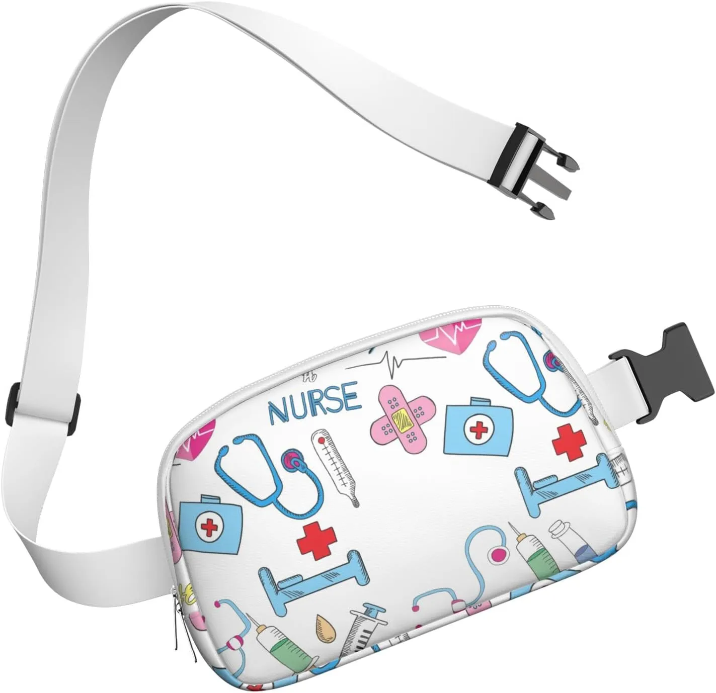 Fanny Pack for Women,Mini Waterproof Nurse theme Belt Bag,Fashionable Crossbody,Cute Everywhere Belt Bags Fanny Pack for Hiking, Travel.