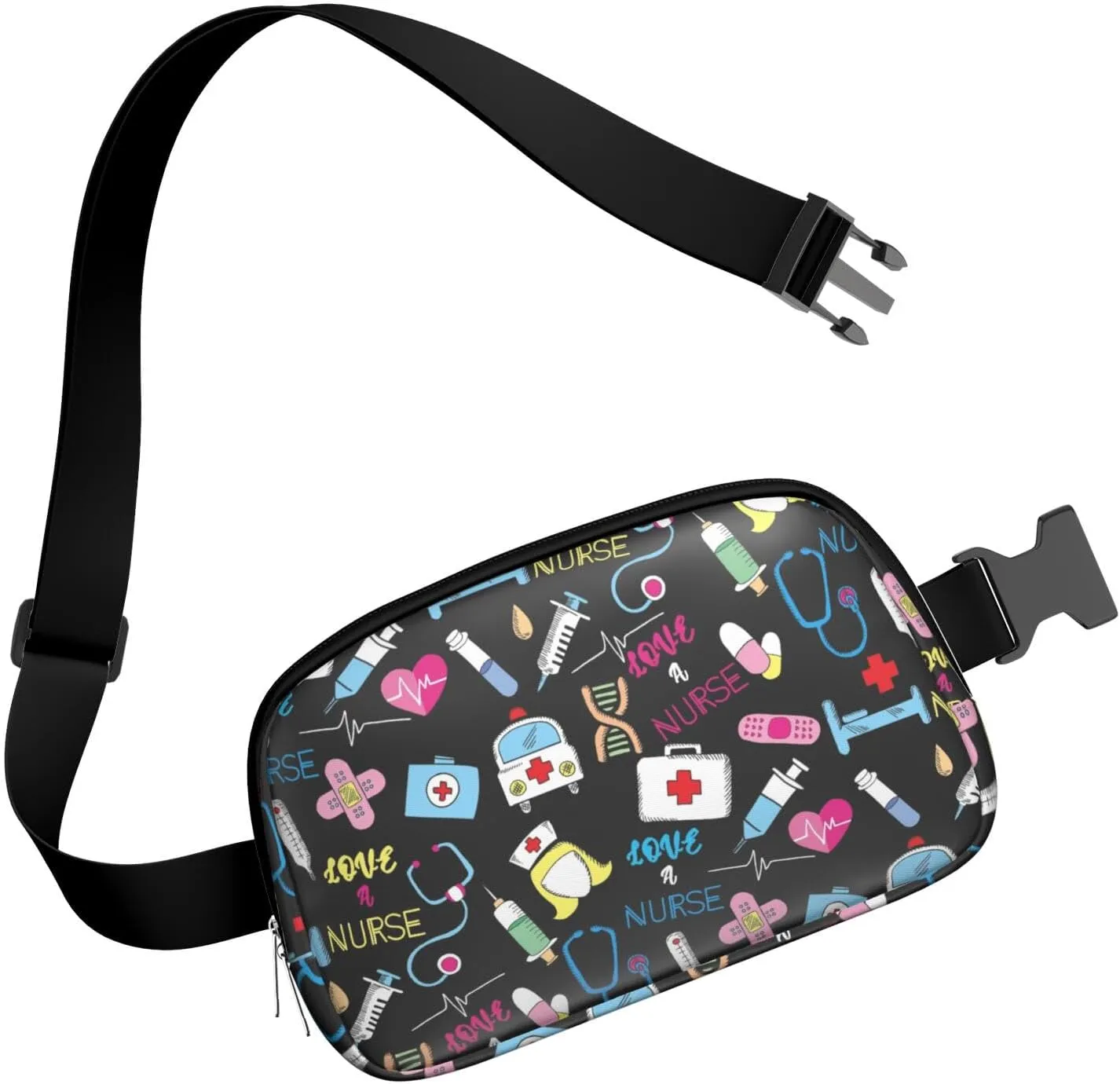 Fanny Pack for Women,Mini Waterproof Nurse theme Belt Bag,Fashionable Crossbody,Cute Everywhere Belt Bags Fanny Pack for Hiking, Travel.