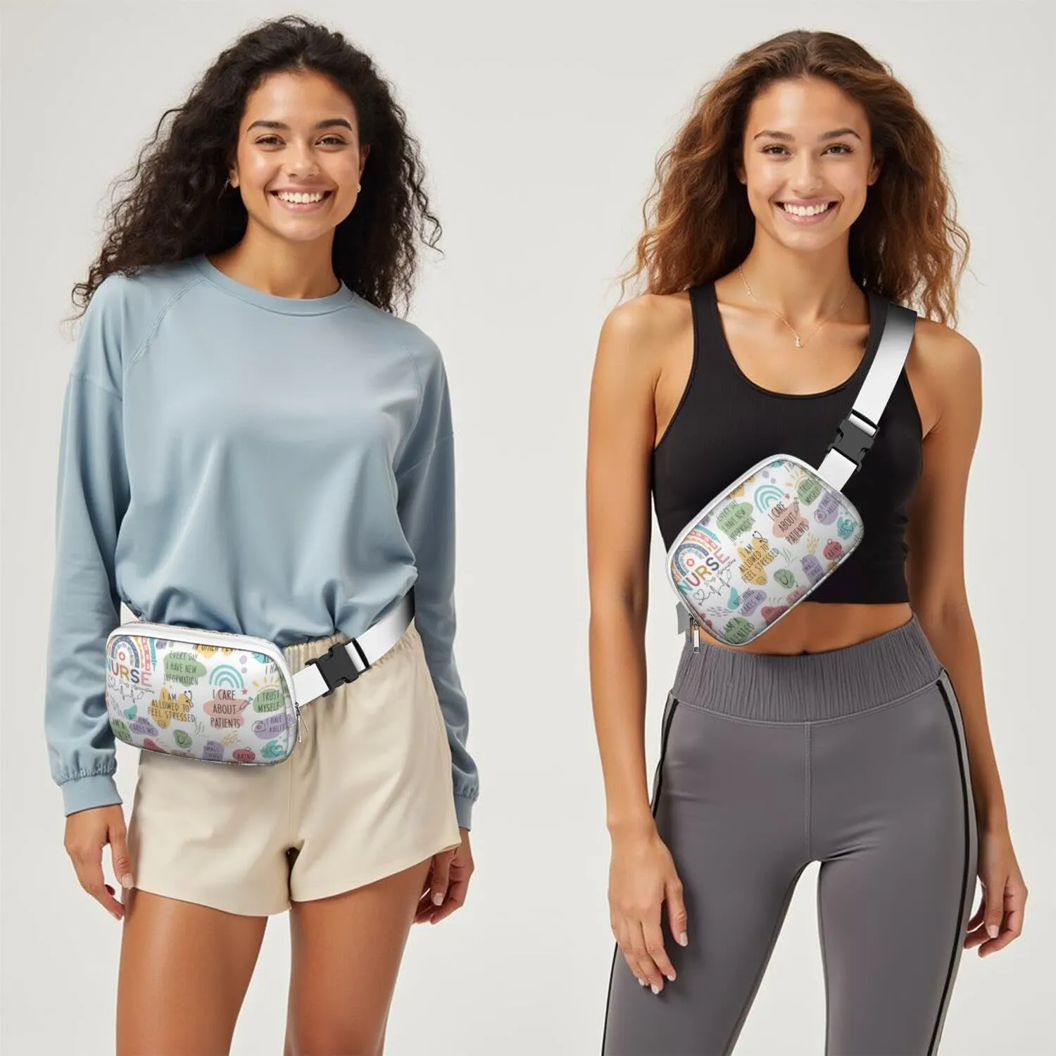 Fanny Pack for Women,Mini Waterproof Nurse theme Belt Bag,Fashionable Crossbody,Cute Everywhere Belt Bags Fanny Pack for Hiking, Travel.