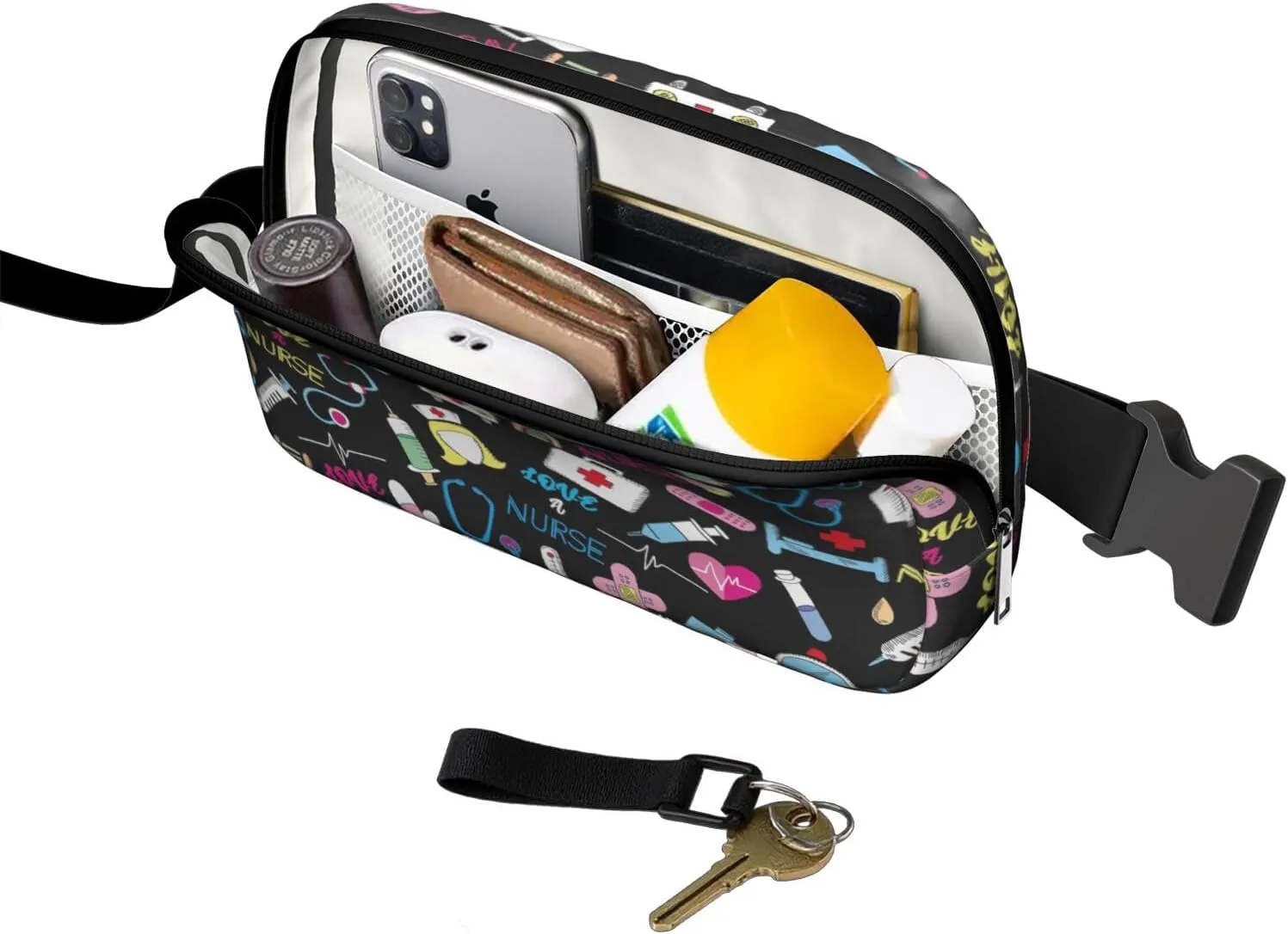 Fanny Pack for Women,Mini Waterproof Nurse theme Belt Bag,Fashionable Crossbody,Cute Everywhere Belt Bags Fanny Pack for Hiking, Travel.