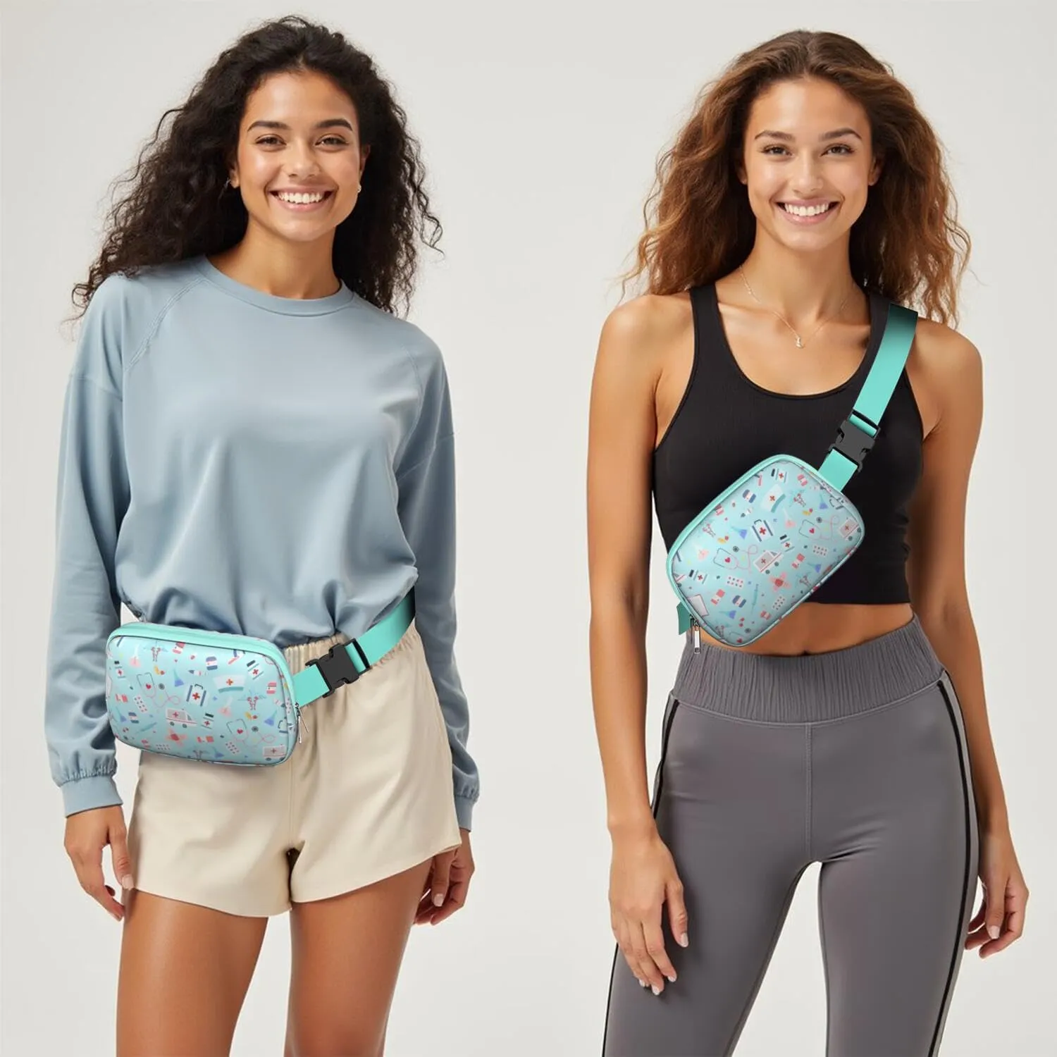 Fanny Pack for Women,Mini Waterproof Nurse theme Belt Bag,Fashionable Crossbody,Cute Everywhere Belt Bags Fanny Pack for Hiking, Travel.