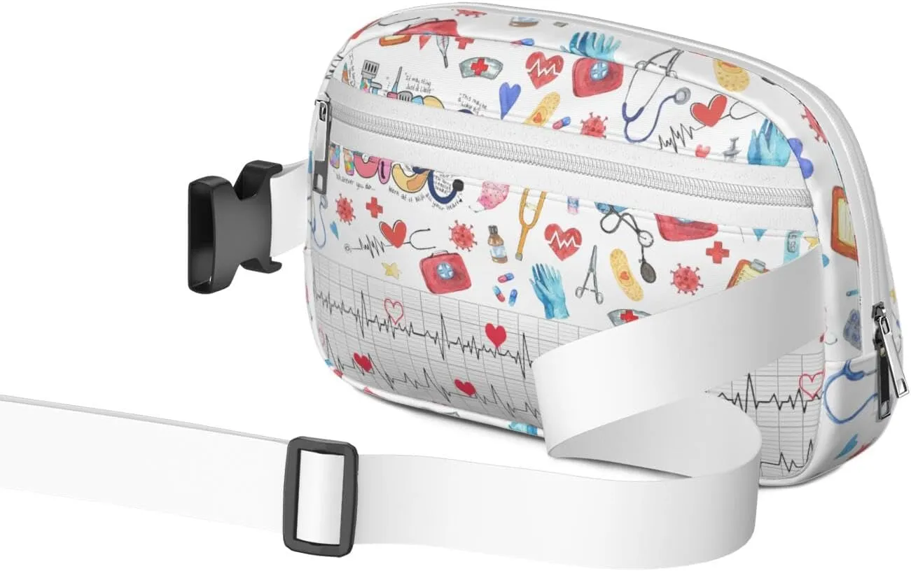 Fanny Pack for Women,Mini Waterproof Nurse theme Belt Bag,Fashionable Crossbody,Cute Everywhere Belt Bags Fanny Pack for Hiking, Travel.