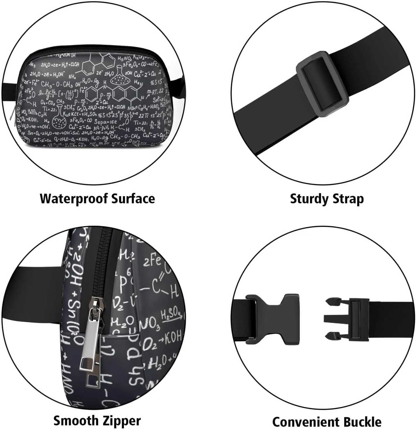 Fanny Pack for Women,Mini Waterproof Science theme Belt Bag,Fashionable Crossbody,Cute Everywhere Belt Bags Fanny Pack for Hiking,Travel.