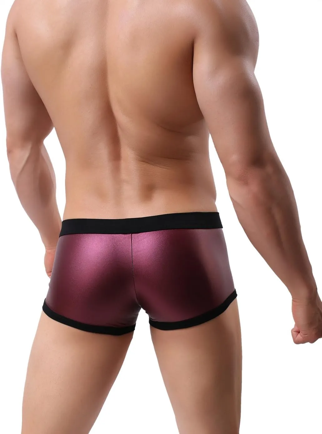 Fashion imitation leather men's underwear boxer shorts fitness pants, swimwear B1167