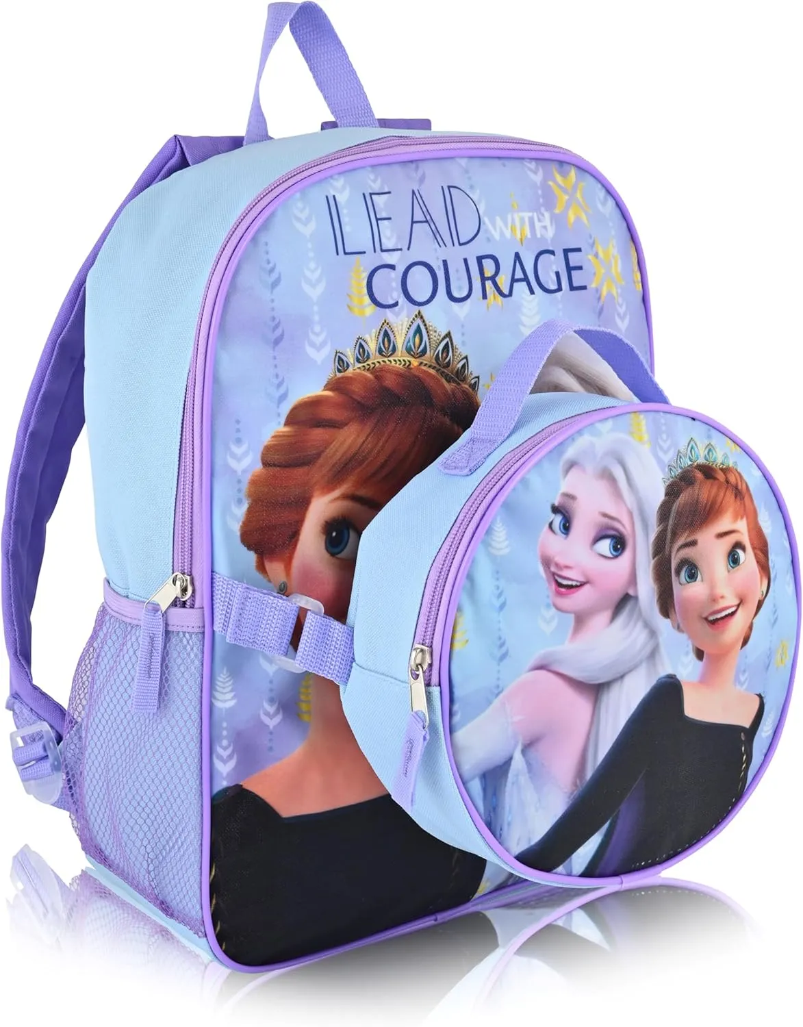 Fast Forward Disney Frozen Backpack With Lunch Box for Kids |Elsa and Anna Insulated Lunch Bag Lunch Box for Girls, Boys, Toddlers | Frozen Backpack for School and Reusable Lunchbox
