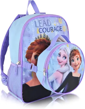 Fast Forward Disney Frozen Backpack With Lunch Box for Kids |Elsa and Anna Insulated Lunch Bag Lunch Box for Girls, Boys, Toddlers | Frozen Backpack for School and Reusable Lunchbox
