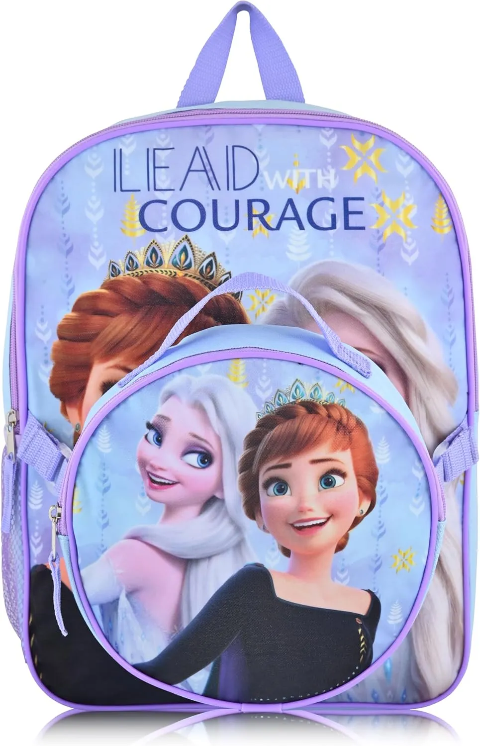 Fast Forward Disney Frozen Backpack With Lunch Box for Kids |Elsa and Anna Insulated Lunch Bag Lunch Box for Girls, Boys, Toddlers | Frozen Backpack for School and Reusable Lunchbox