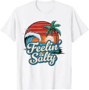Feelin' Salty Summer Vacation Beach Vintage Wave Sunset T-Shirt