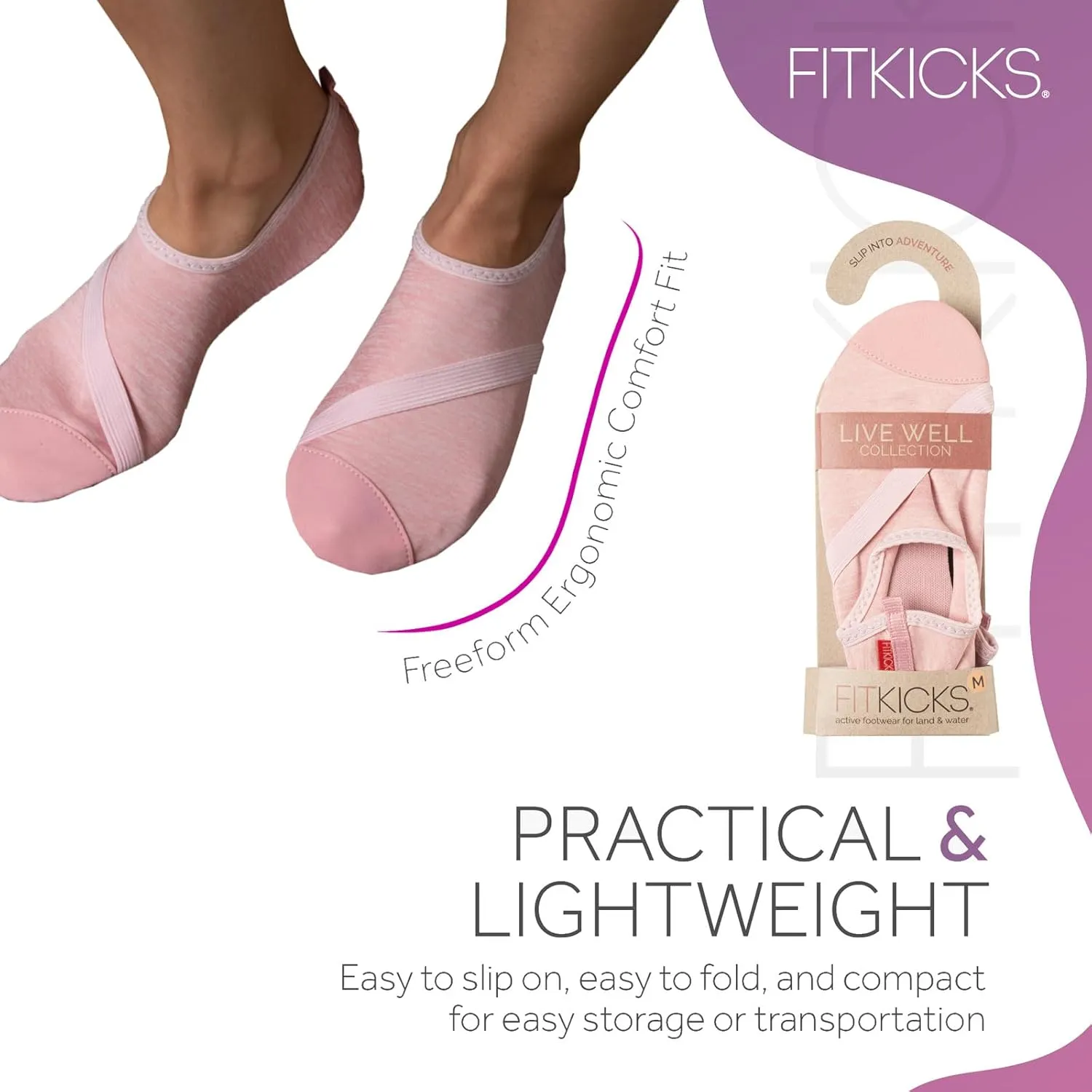 FITKICKS Original Women's Foldable Active Lifestyle Minimalist Footwear Barefoot Yoga Sporty Water Shoes