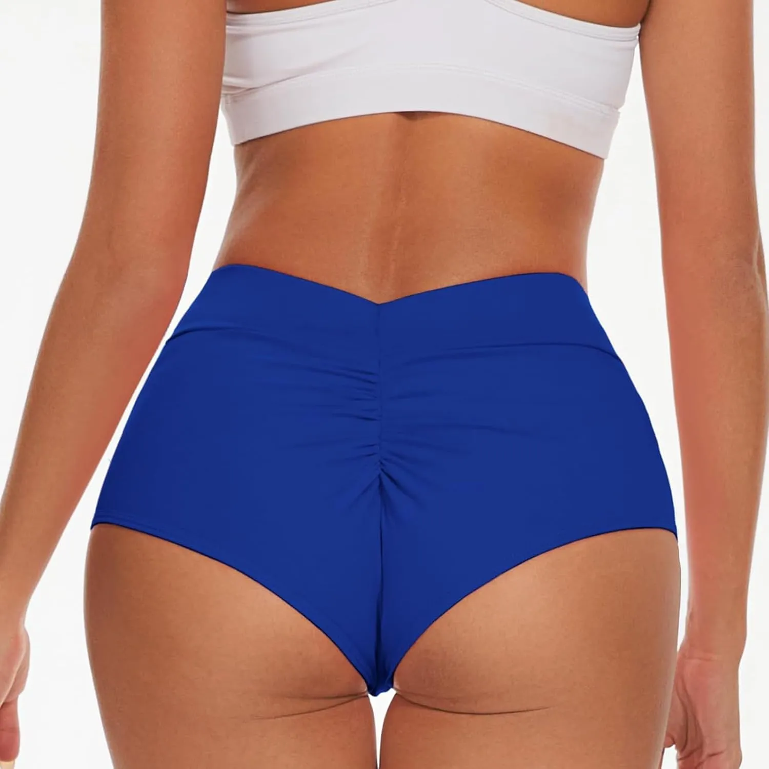 Fitness Wrinkled Biker Yoga Running Stretch High Waist Hip Pants Shorts Women Yoga Pants