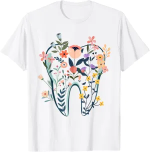 Floral Tooth, Boho Flower Dental Student Dental Assistant T-Shirt