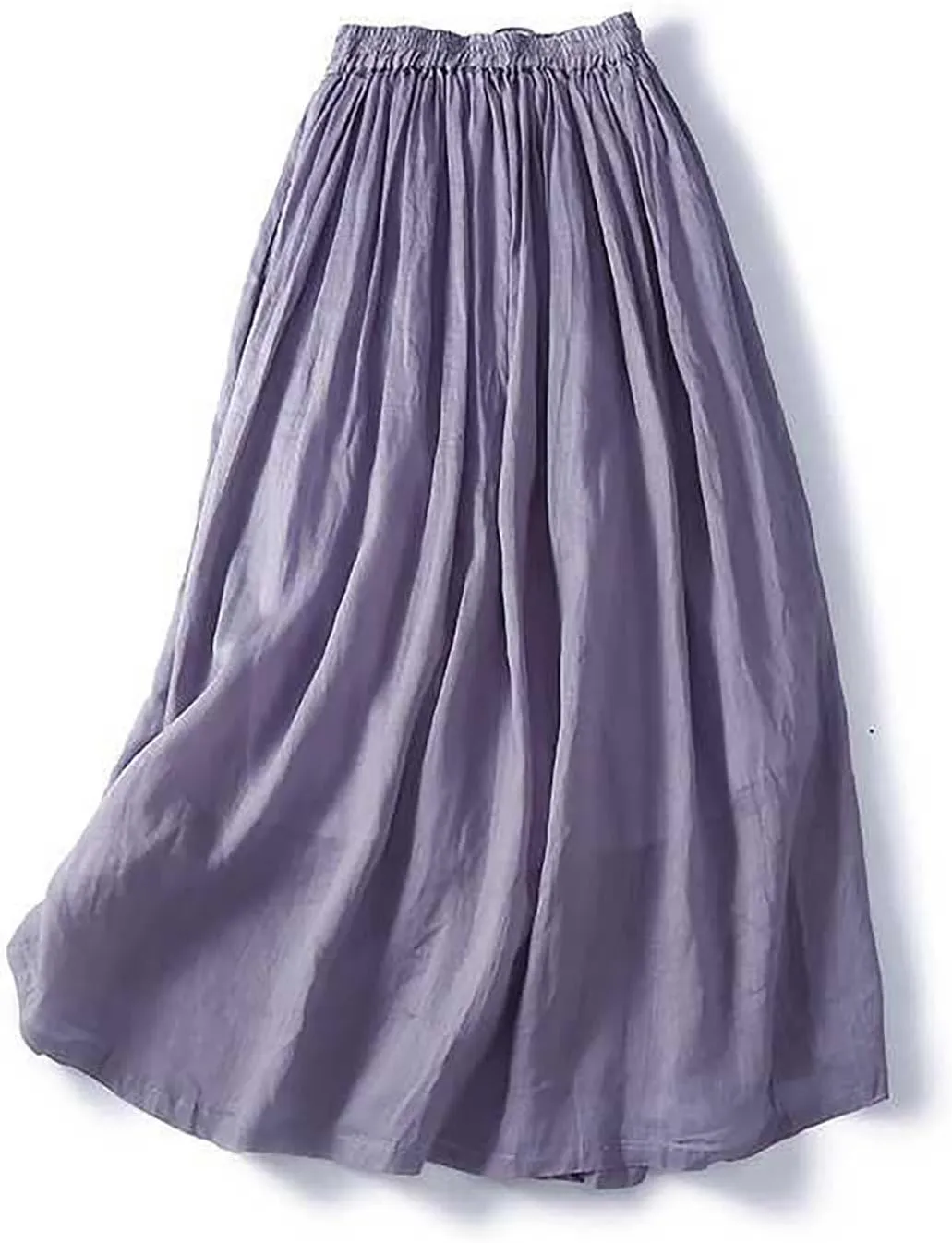 Flowy Cotton Linen Skirt for Women High Waist Drawstring Maxi Skirts Lightweight Casual Boho Skirt Clothes