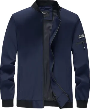 FoxQ Men's Bomber Jacket Lightweight, Slim Fit Sportswear Daily Casual Style with a Sporty Edge