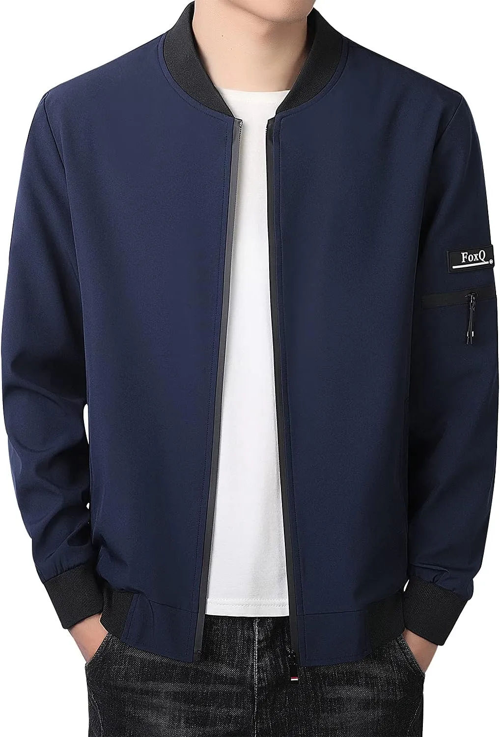 FoxQ Men's Bomber Jacket Lightweight, Slim Fit Sportswear Daily Casual Style with a Sporty Edge