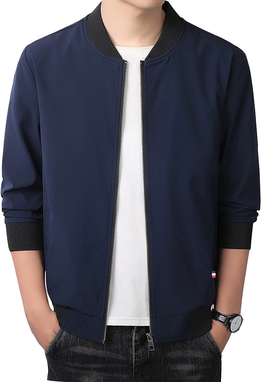 FoxQ Men's Bomber Jacket Lightweight, Slim Fit Sportswear Daily Casual Style with a Sporty Edge