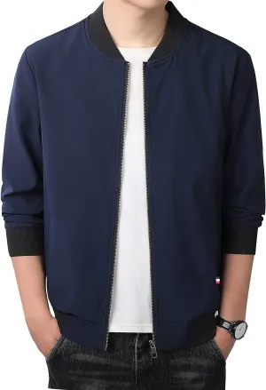 FoxQ Men's Bomber Jacket Lightweight, Slim Fit Sportswear Daily Casual Style with a Sporty Edge
