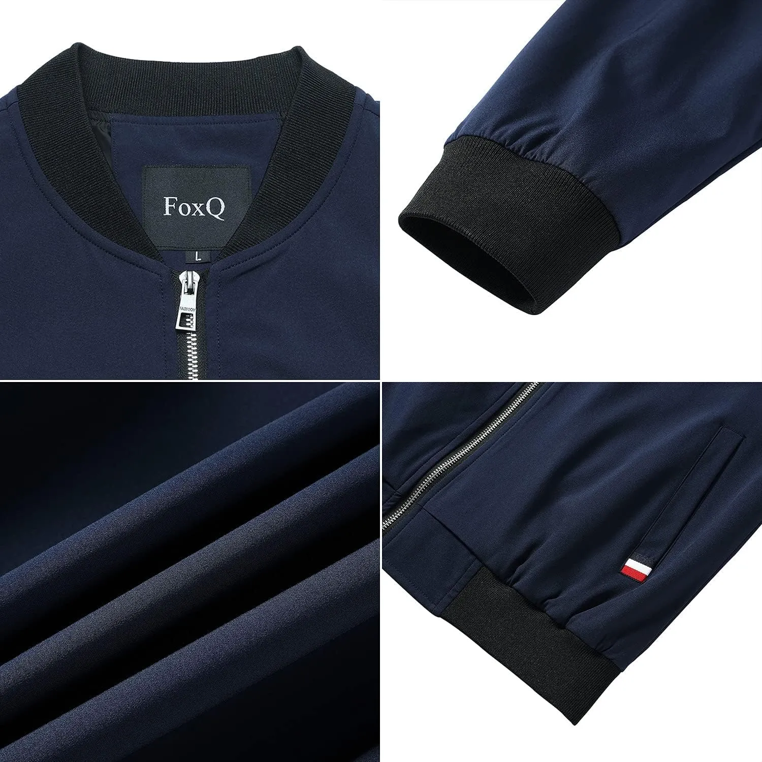FoxQ Men's Bomber Jacket Lightweight, Slim Fit Sportswear Daily Casual Style with a Sporty Edge