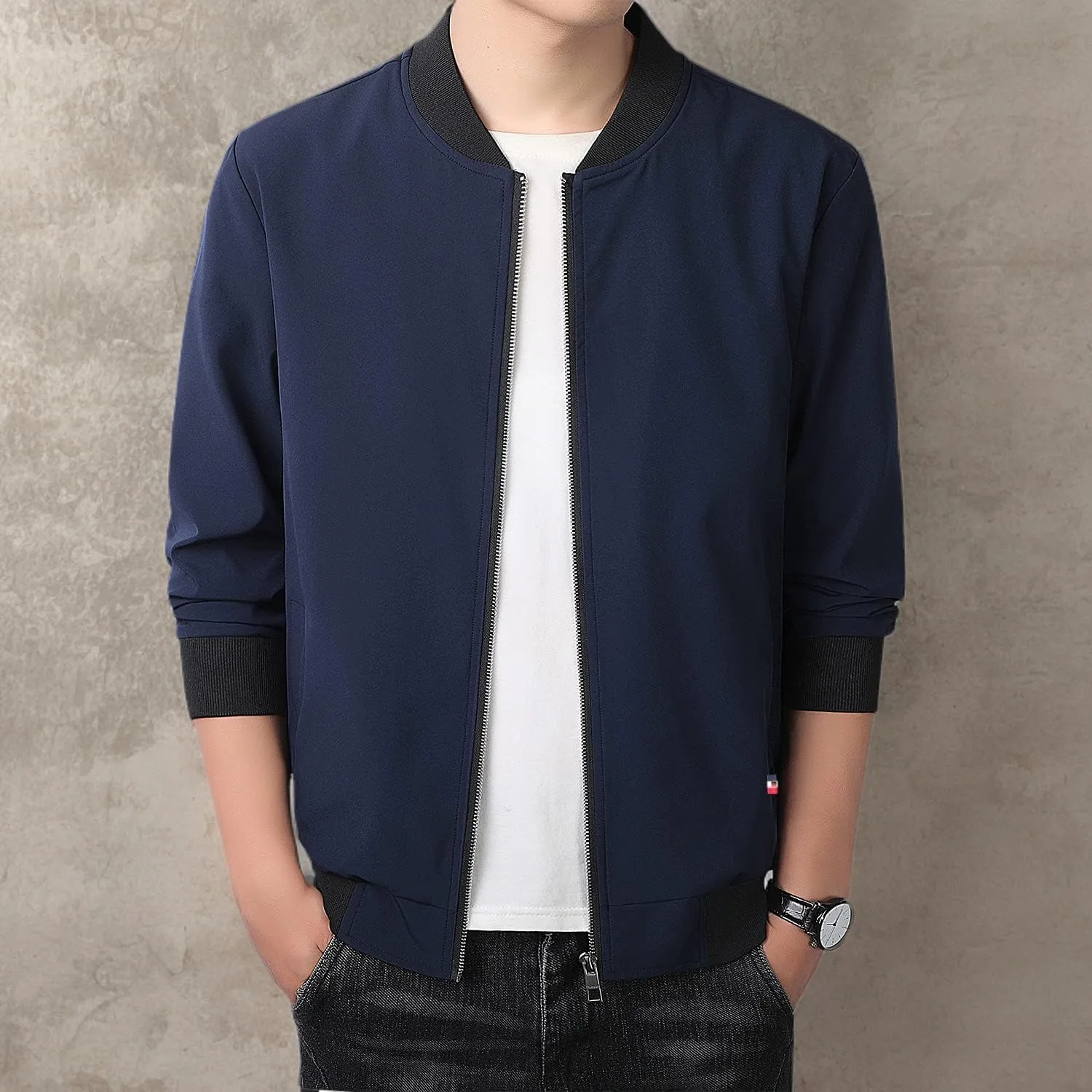 FoxQ Men's Bomber Jacket Lightweight, Slim Fit Sportswear Daily Casual Style with a Sporty Edge