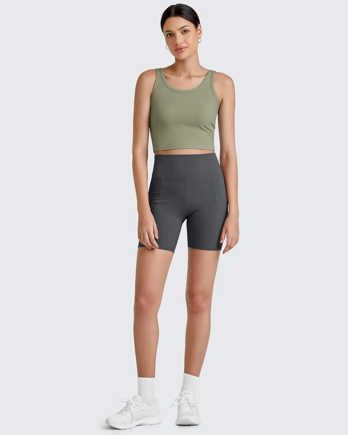 G4Free Workout Tank Tops for Women Slim Fitted U Neck Ribbed Athletic Gym Yoga Cropped Tanks Summer Casual