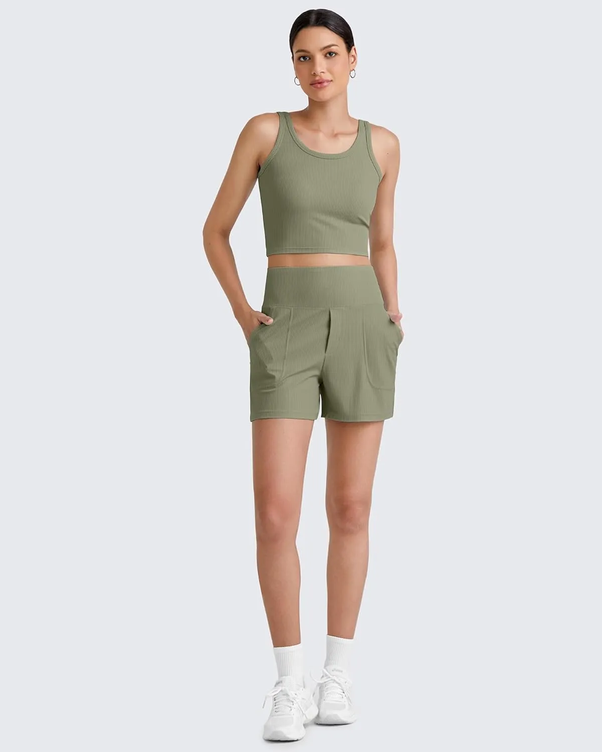 G4Free Workout Tank Tops for Women Slim Fitted U Neck Ribbed Athletic Gym Yoga Cropped Tanks Summer Casual