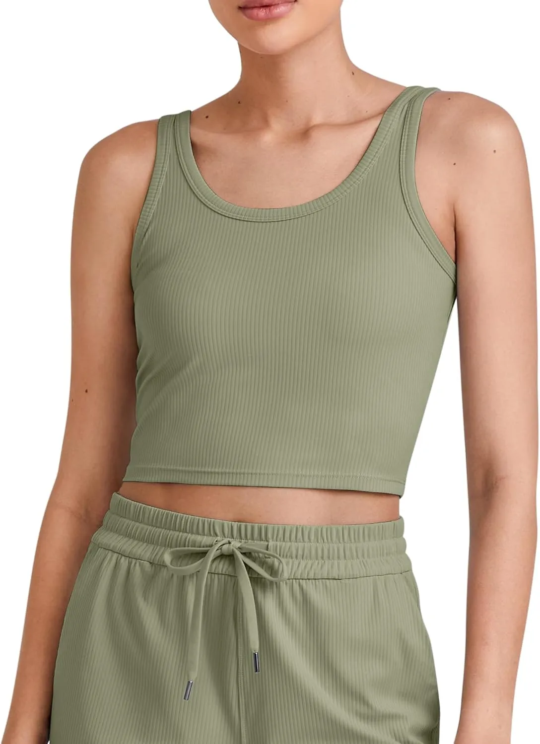 G4Free Workout Tank Tops for Women Slim Fitted U Neck Ribbed Athletic Gym Yoga Cropped Tanks Summer Casual