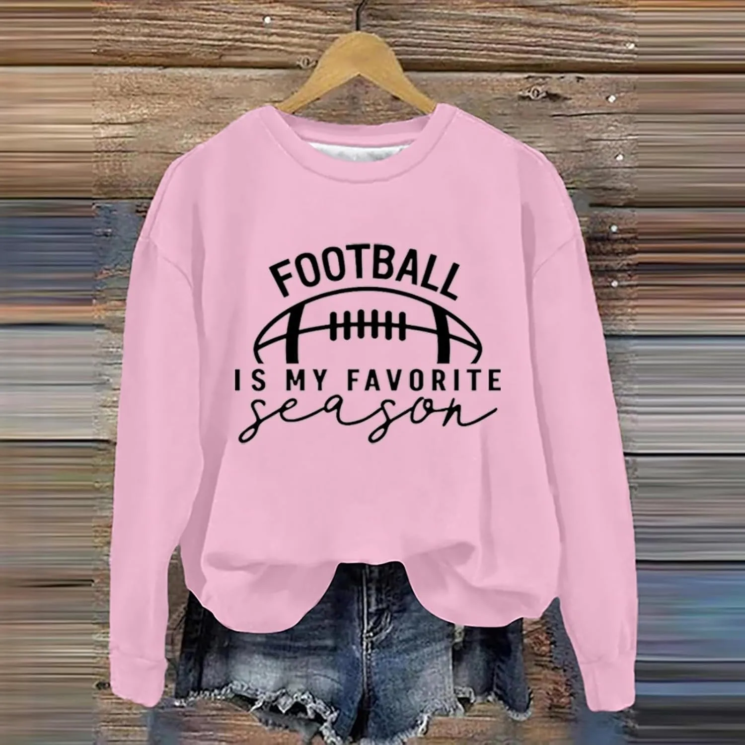 Game Day Sweatshirt Women Heart Football Graphic Sweatshirt Fall Long Sleeve Pullover Tops Football Mom Sweatshirt