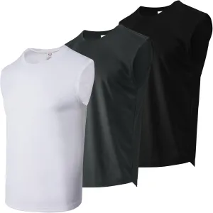 Gary Com Men's Pack Quick Dry Workout Tank Top Gym Stretch Muscle Tee Fitness Bodybuilding Sleeveless Crewneck T Shirt