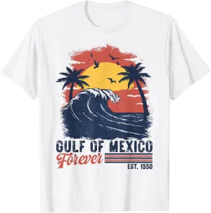 Gulf of Mexico Forever Retro Beach Wave Vintage Sunset T-Shirt