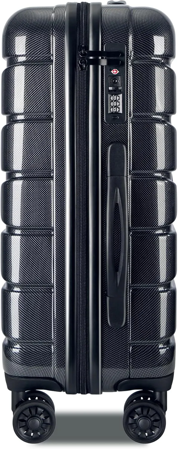 HABITRIO Luggage 3 Piece Sets with Spinner Wheels ABS PC Lightweight TSA Lock (20'/24'/28'), Black