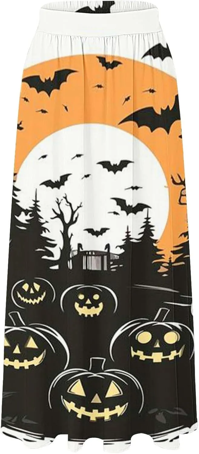 Halloween Costumes Womens Skirts Party Beach Pocket Long Maxi Skirt Fluffy Skirts for Women Halloween Skirt Tool