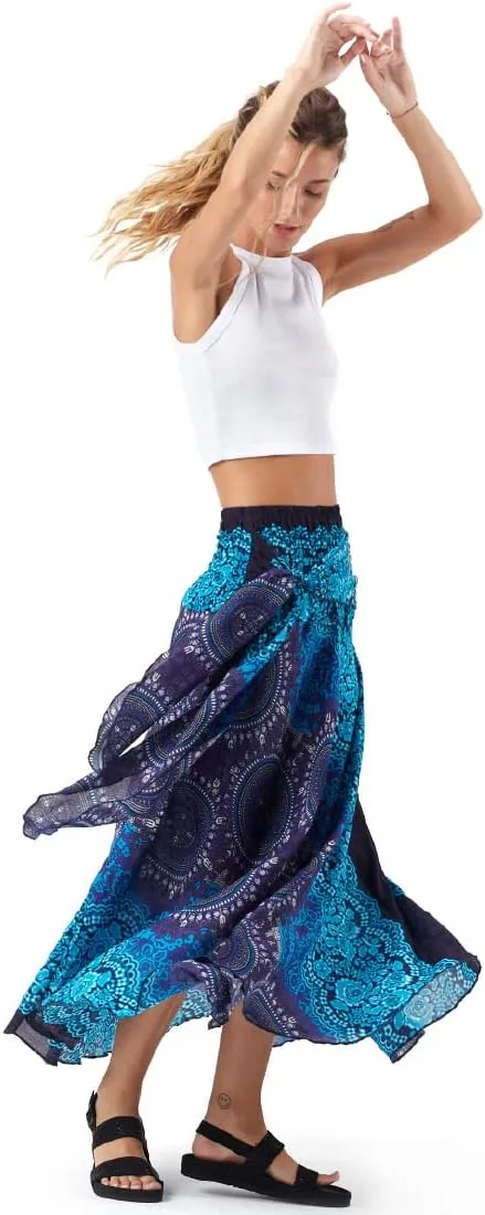 Happy Trunks Long Skirts for Women Boho Clothes for Women Maxi Skirt Hippie Gypsy Bohemian Floral Printed