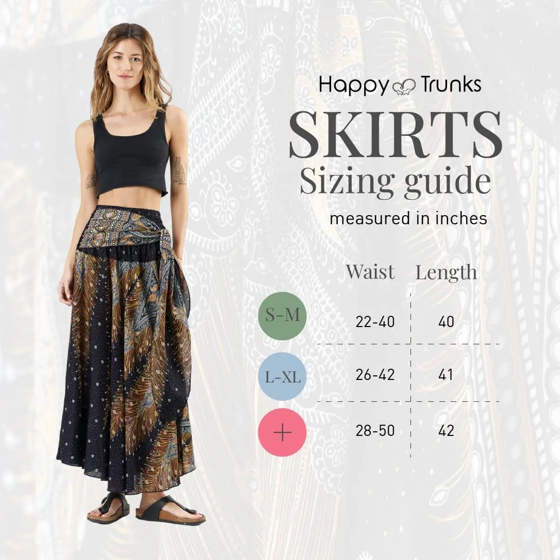 Happy Trunks Long Skirts for Women Boho Clothes for Women Maxi Skirt Hippie Gypsy Bohemian Floral Printed