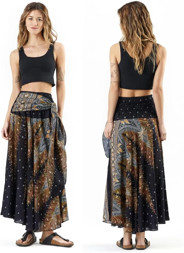 Happy Trunks Long Skirts for Women Boho Clothes for Women Maxi Skirt Hippie Gypsy Bohemian Floral Printed