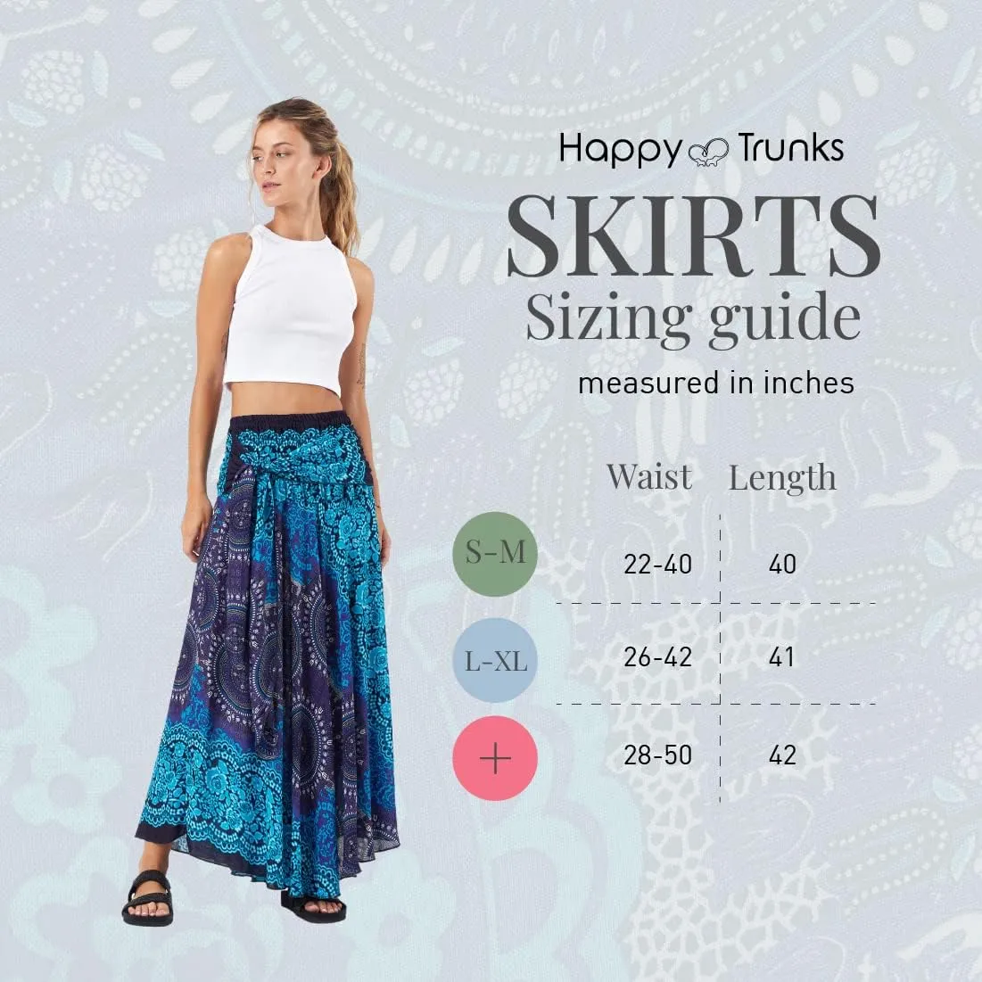Happy Trunks Long Skirts for Women Boho Clothes for Women Maxi Skirt Hippie Gypsy Bohemian Floral Printed