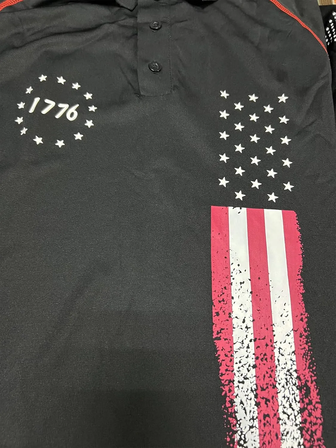 HARGLESMAN Mens American Flag Long Sleeve Polo Shirt