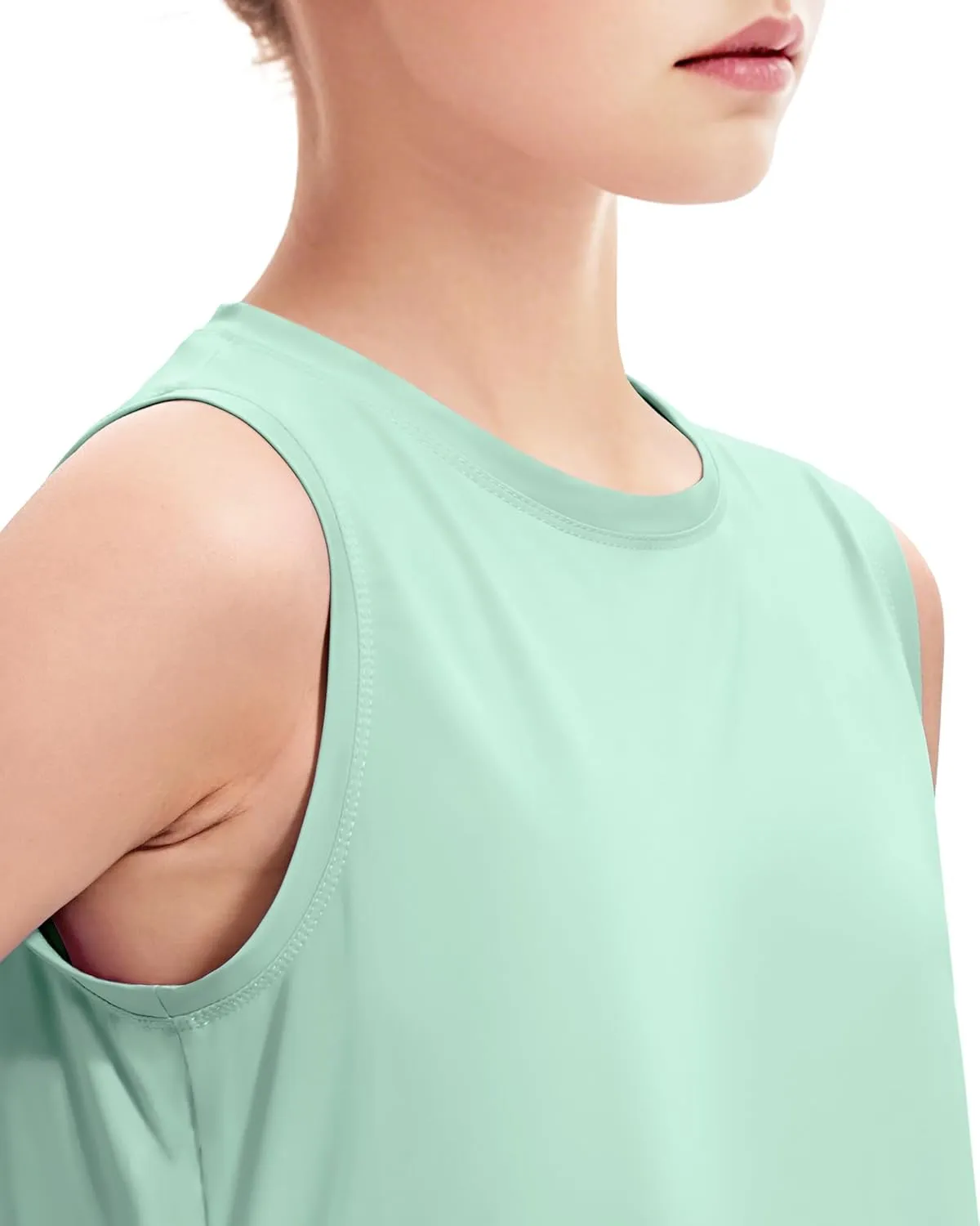 HASMES Girls Tank Tops Quick Dry Athletic Top Cute Sleeveless Shirts Dance Yoga Workout Tops