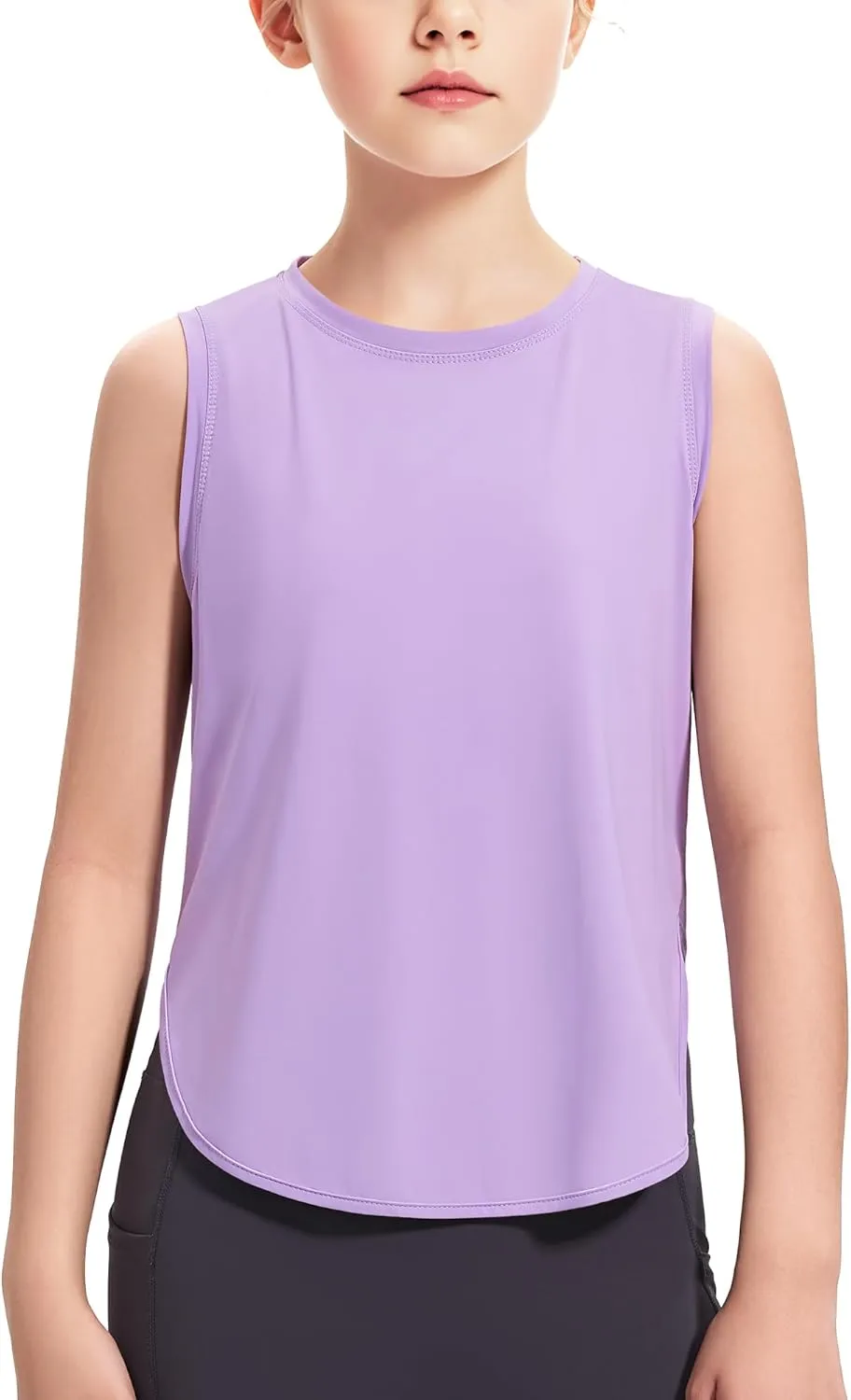 HASMES Girls Tank Tops Quick Dry Athletic Top Cute Sleeveless Shirts Dance Yoga Workout Tops