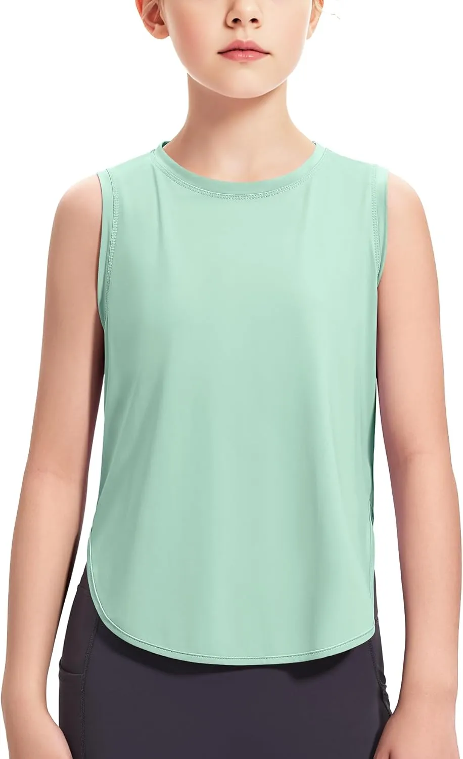 HASMES Girls Tank Tops Quick Dry Athletic Top Cute Sleeveless Shirts Dance Yoga Workout Tops