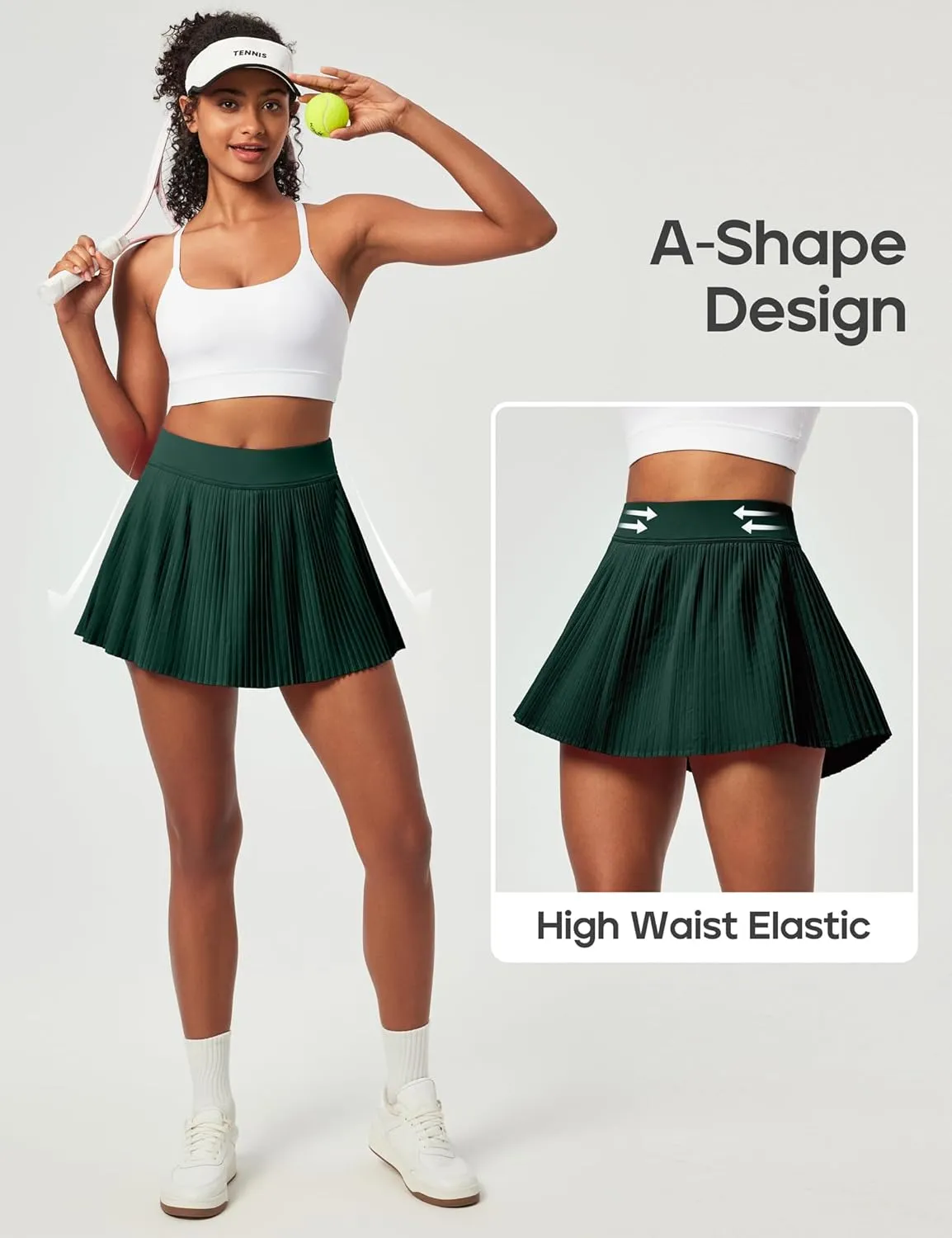 Heathyoga Pleated Tennis Skirts for Women High Waisted Athletic Skorts for Woman with Pockets Tummy Control Golf Skirts